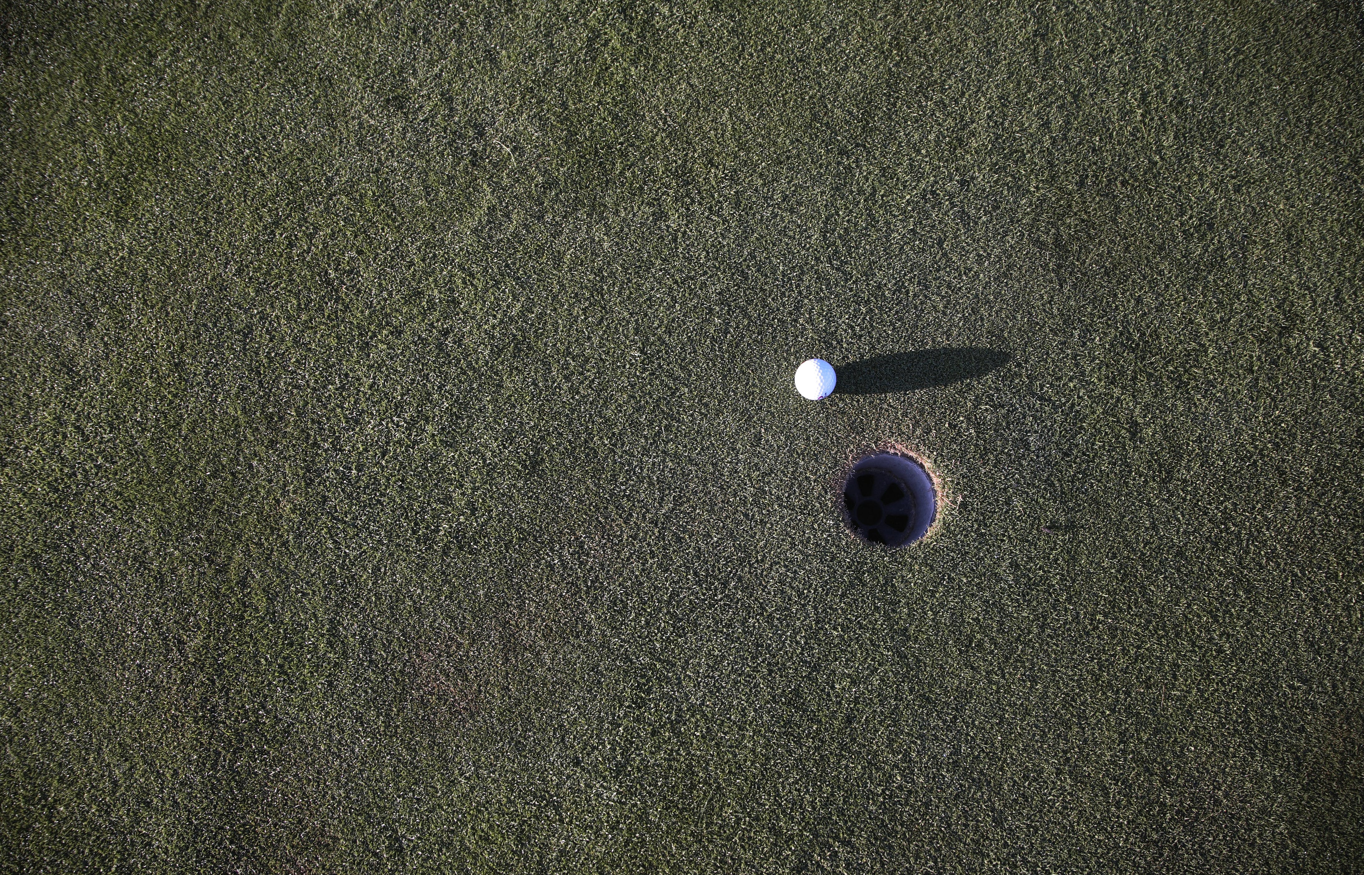 golf ball near golf course hole